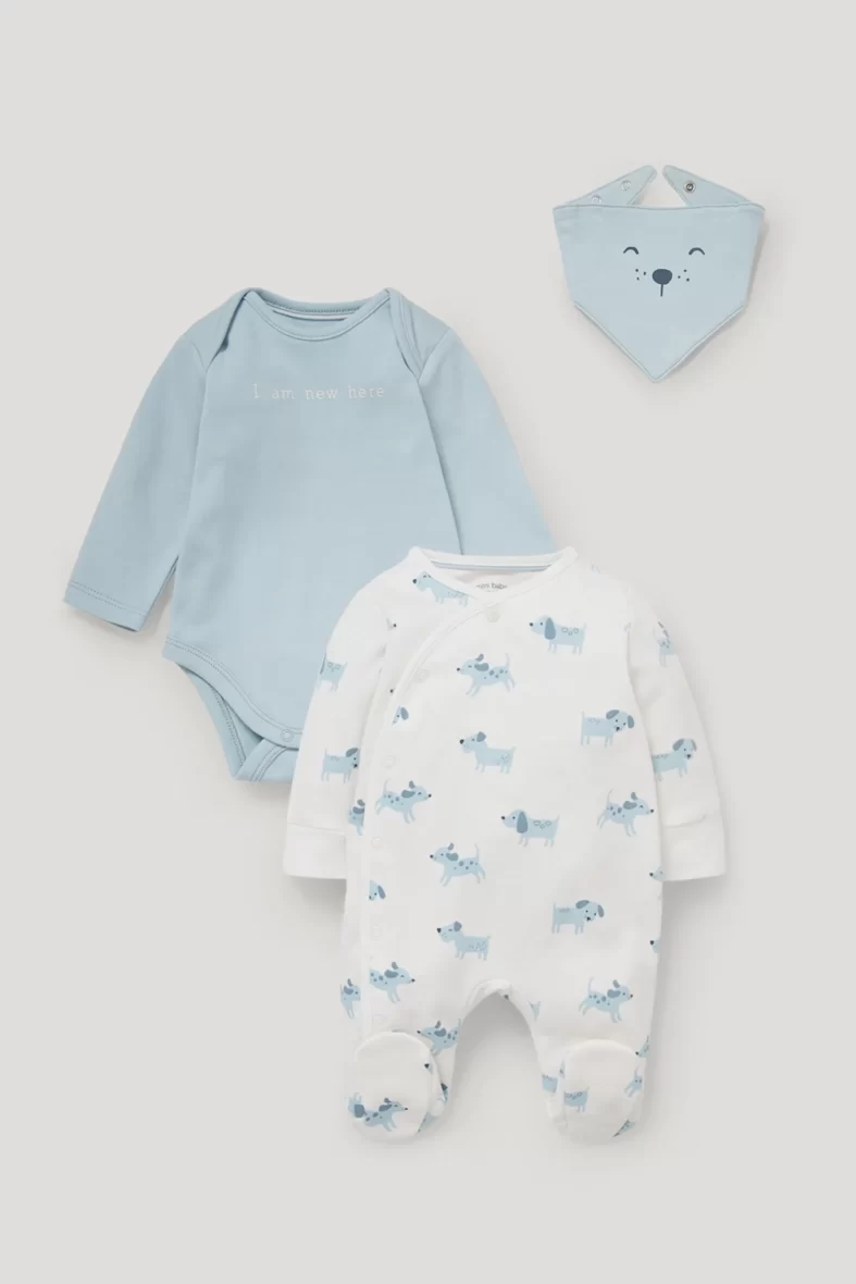 Ensemble – pyjama, body et foulard triangulaire pour bébé – 3 pièces