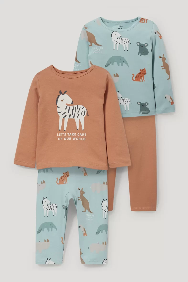 Lot de 2 – pyjamas pour bébé – coton bio