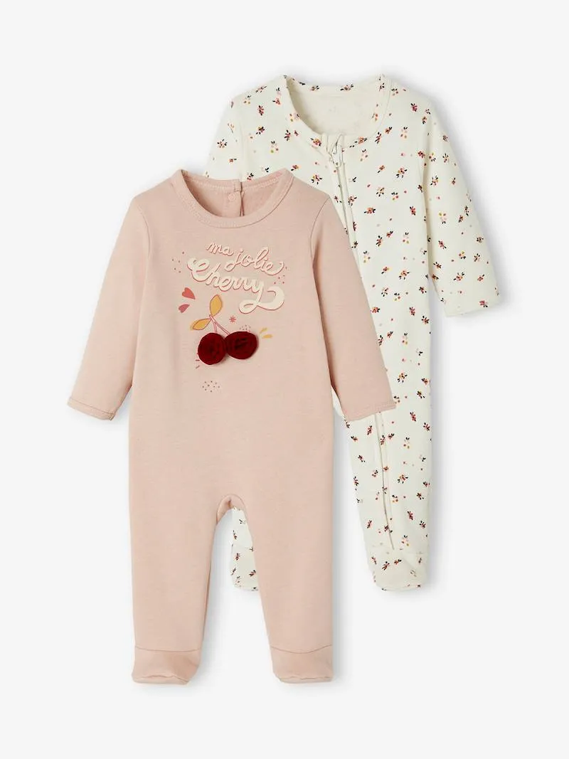 Lot de 2 pyjamas en molleton bébé ouverture naissance