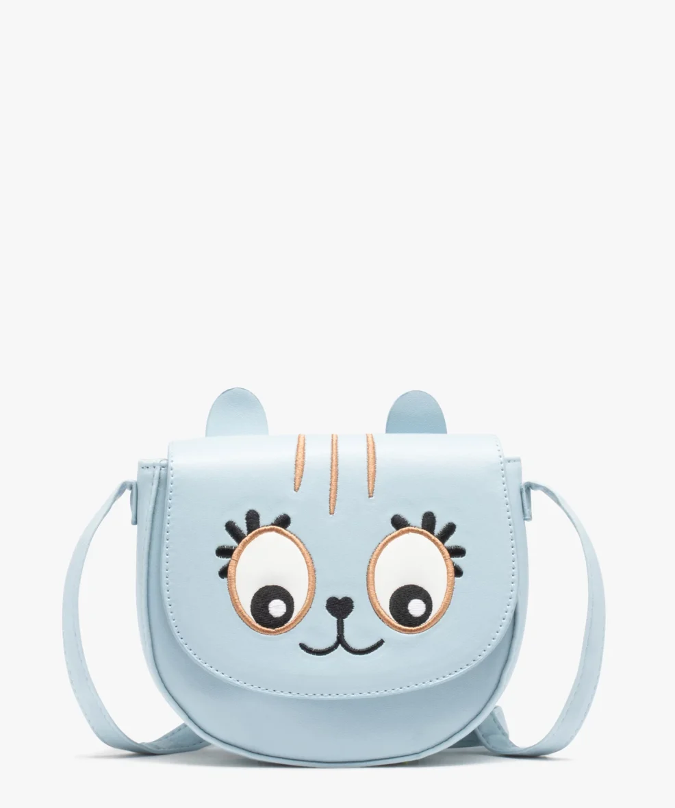 Sac besace demi-lune motif chat