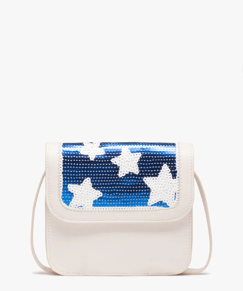 Sac avec rabat en sequins brodés motifs étoiles