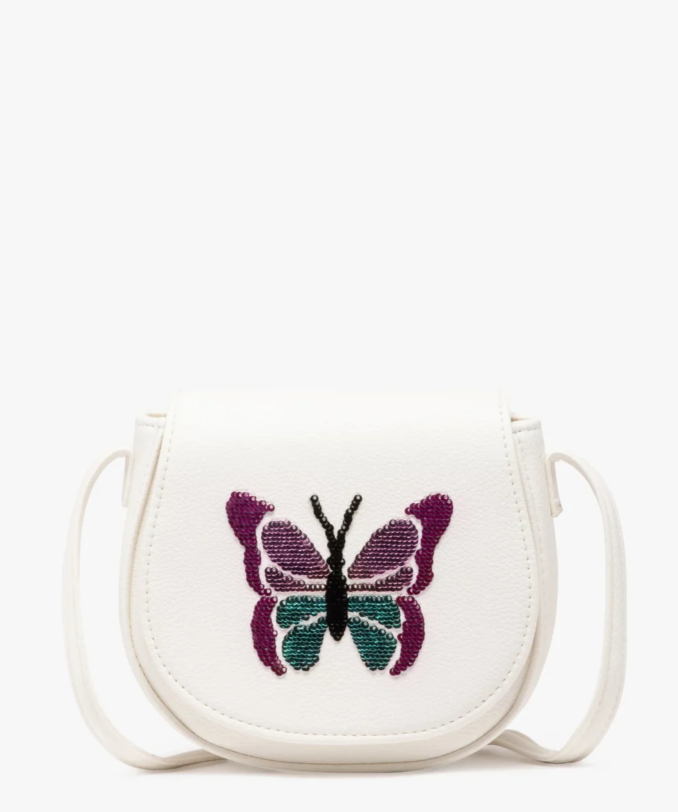 Sac besace à motif papillon en sequins