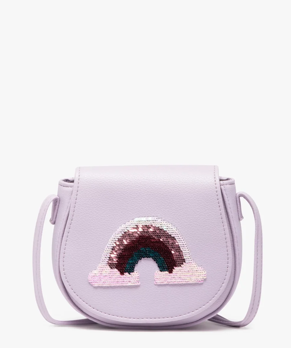 Sac besace à motif arc-en-ciel en sequins