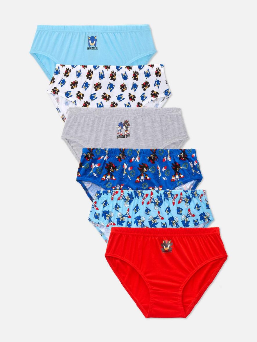 Lot de 6 culottes à motifs Sonic le Hérisson