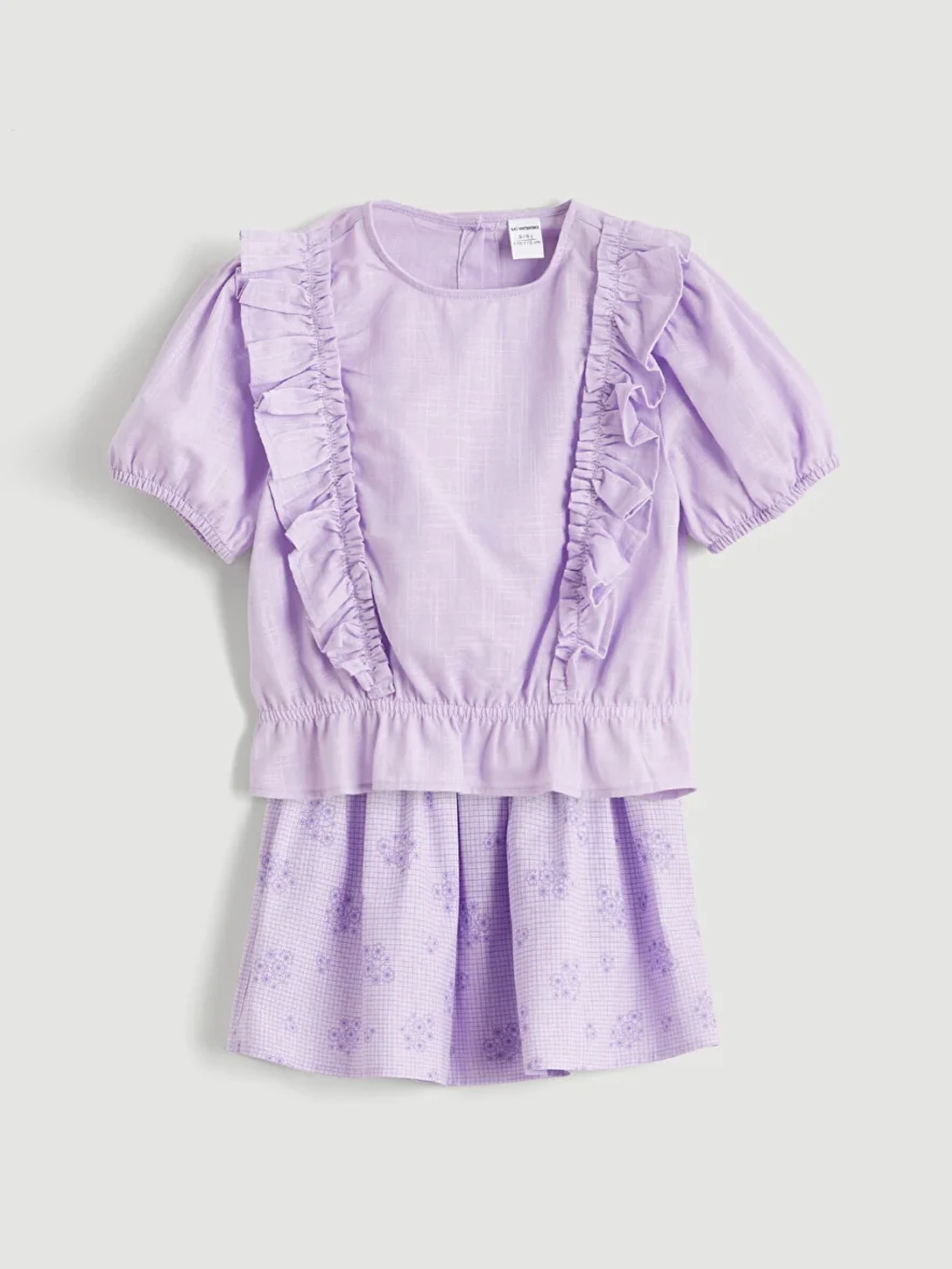 Ensemble Blouse Et Short À Volants Motif Floral